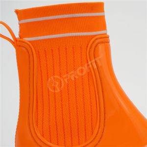 Neon Color Anti Impact Pvc Rain Boots With Fabric Stitching