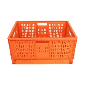 Custom Orange Mesh Style Foldable Stackable Plastic Crate for Agricultural
