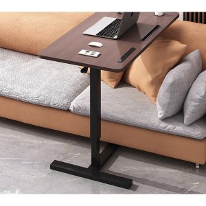 Sit Stand Brown Wooden Desk for School Movable Adjustable Height Manual Foldable