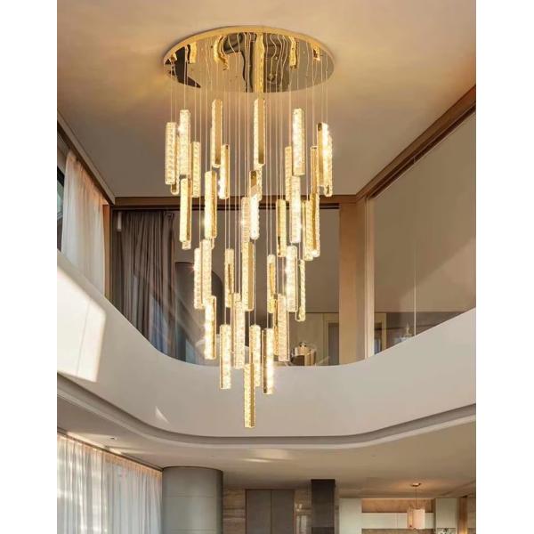 3000K-6500K Color Temperature Crystal Chandelier LED Ring for Modern Hotel Lobby Staircase Villa