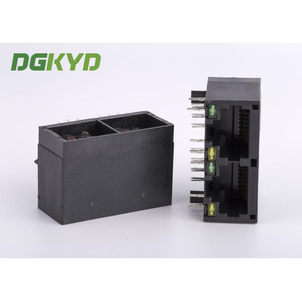 Unshielded black plastic housing CAT5 two port rj45 Female connector 100 BASE -