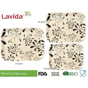 Tasteless Bamboo Fiber / Melamine Snack Tray Unbreakable Vintage Flower Style