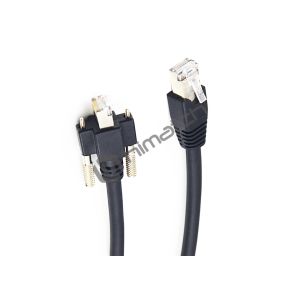 Black Gigabit Ethernet Cable / Angled Rj45 Cable With Thumbscrew Locking