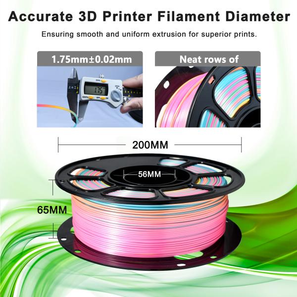 iboss 3d Printing Filament 1000g Silk Canada Rainbow 2 Color PLA+ 3D Printer Filament 1.75mm