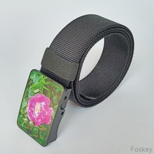 China Nylon Webbing Adjustable Slide Belt Without Holes Gift Logo Full Color Printable on sale