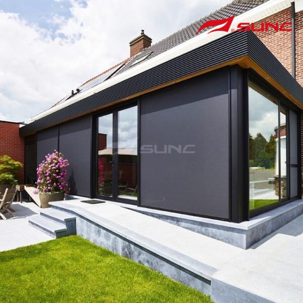 Quality Customizable Outdoor Zip Track Blinds In Dark Grey / White / Custom Made Colour Long Lasting wholesale