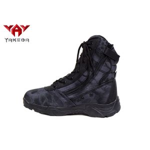 Strap Army Rubber Non - Slip Military Tactical Boots With Side Zipper Black Color