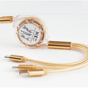 3 In 1 Extendable USB 2.0 Charging Cable For Iphone Micro Type C