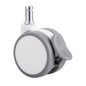 China 2.5 Inch White Silent Twin Wheel Caster With Top Plate / Single Brake on sale