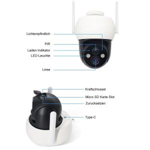 3MP Wifi Solar Camera 4MP Wireless Surveillance IP Camera With 9000mah Recharge