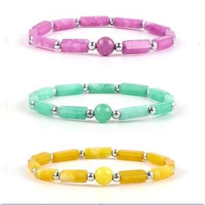 3mm/8mm/13mm Rectangle Bead Healing Energy Crystal Gemstone Bracelet