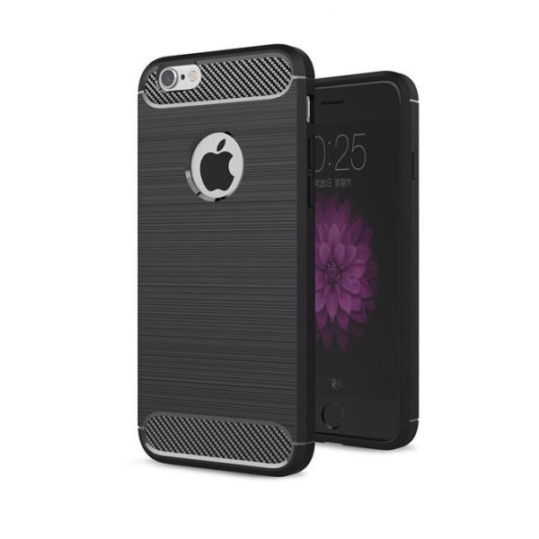 Black soft TPU mobile phone case for iphone 8, for iphone 8 brushed carbon fiber