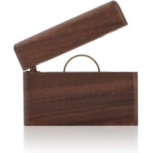 China Customized Wooden Engagement Ring Box Small Slim Flat Ring Case for Proposal,Wedding on sale