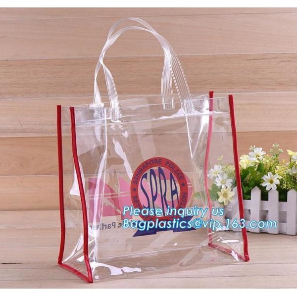 Customized PP/PVC/PETclear plastic gift bag, Reusable Single bottle wine bag Pvc wine bottle gift bag, plastic transpare