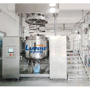 1 Ton Double Cylinder Vacuum Emulsifier Mixer Machine Hydraulic Lift