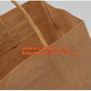 Recycle eco friendly Brown flat bottom shopping kraft paper bag With Paper