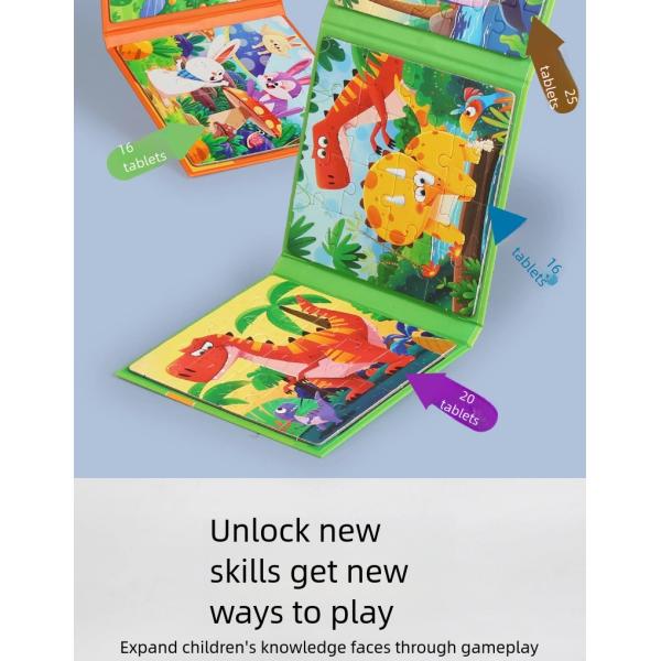 Customized Wood Carton 3 in 1 3d Puzzles Board Games Paper Montessori Educational Learning Jigsaw Book Toys for Kids Boys Girls