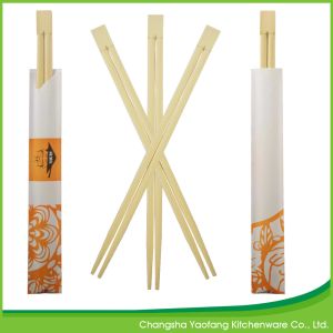 24 cm Paper Wrap Convenience Twins Bamboo Chopsticks ;