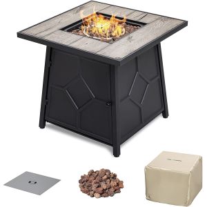 China Propane 50000 BTU Square Garden Fire Pit With Waterproof Cover on sale