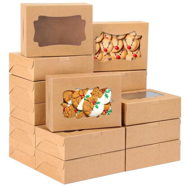 Quality Transparent Bento Donut Cake Pastry Cookie Cupcake Box with Clear Window Kraft Paper wholesale