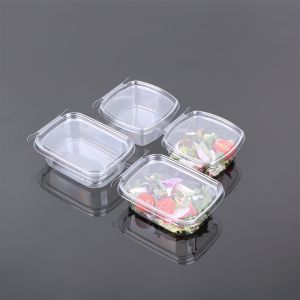 Disposable PET RPET 5oz Plastic Sauce Container Clear Hinged Tamper Proof
