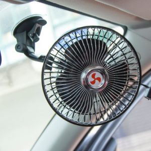 Strong Sucker Clip Car Fan 6 Inch Automatic Shaking Head With Speed Control