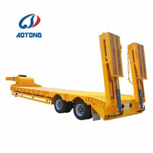 Tri axle Heavy duty Gooseneck Lowbed Low boy Semi Trailer for Digger Excavator