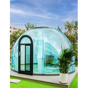 China 4.2m Diameter Full 360°Transparency PC Dome House Waterproof Bubble Tent for Dining on sale