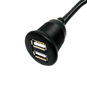 Waterproof USB2.0 Dual USB Port Cable 1 Meter For Car Motorcycle