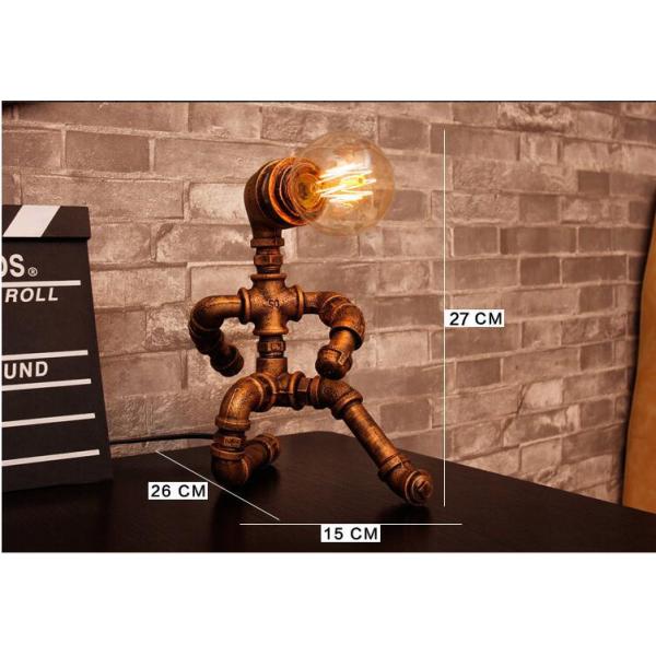 Creative Industrial Retro Wrought Iron Water Pipe Lamp Cafe Bar Bedroom Study Bedside Nightlight