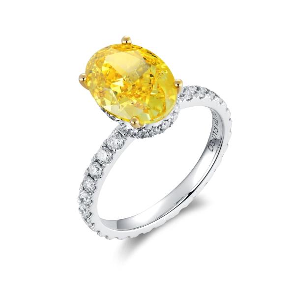 Quality OEM Lab Grown Diamond Rings Fancy Vivid Yellow Lab Created Colored Oval Diamond wholesale