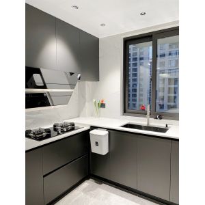 Anti-Scratch Lacquered Hygienic Particle Board Kitchen Cabinet