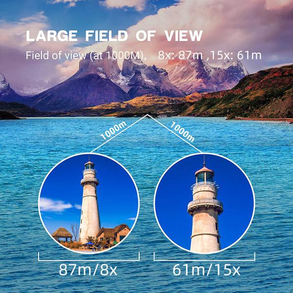 Adults Professional Black 8-15x42 Zoom Compact Roof Binoculars For Hunting