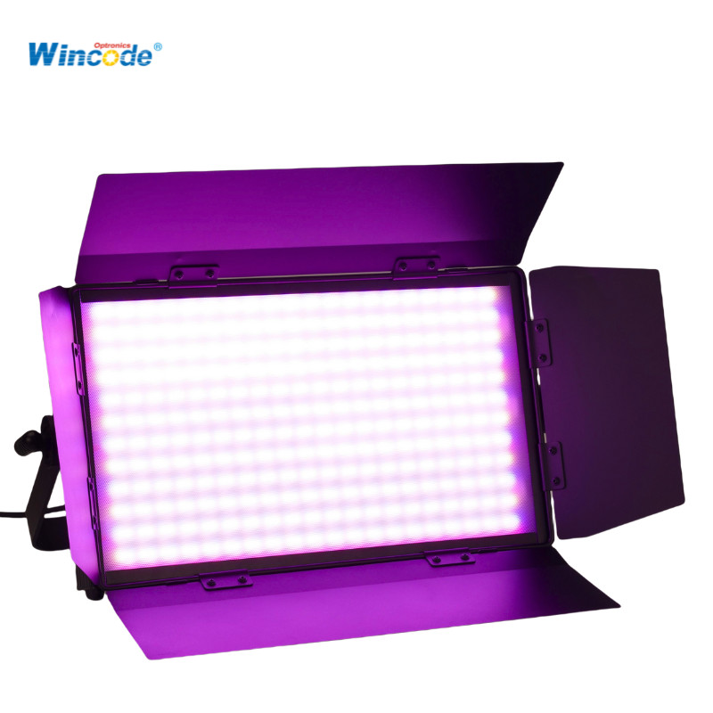 300W RGBW LED Panel Studio Light with Barndoor Adjustable Temp DMX/RDM Control