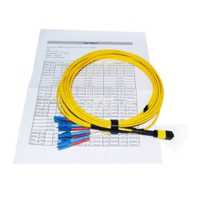 MTP F - LC 8 Core Optical Fiber Patch Cord 6m Round LSZH Jacket For Warehouses