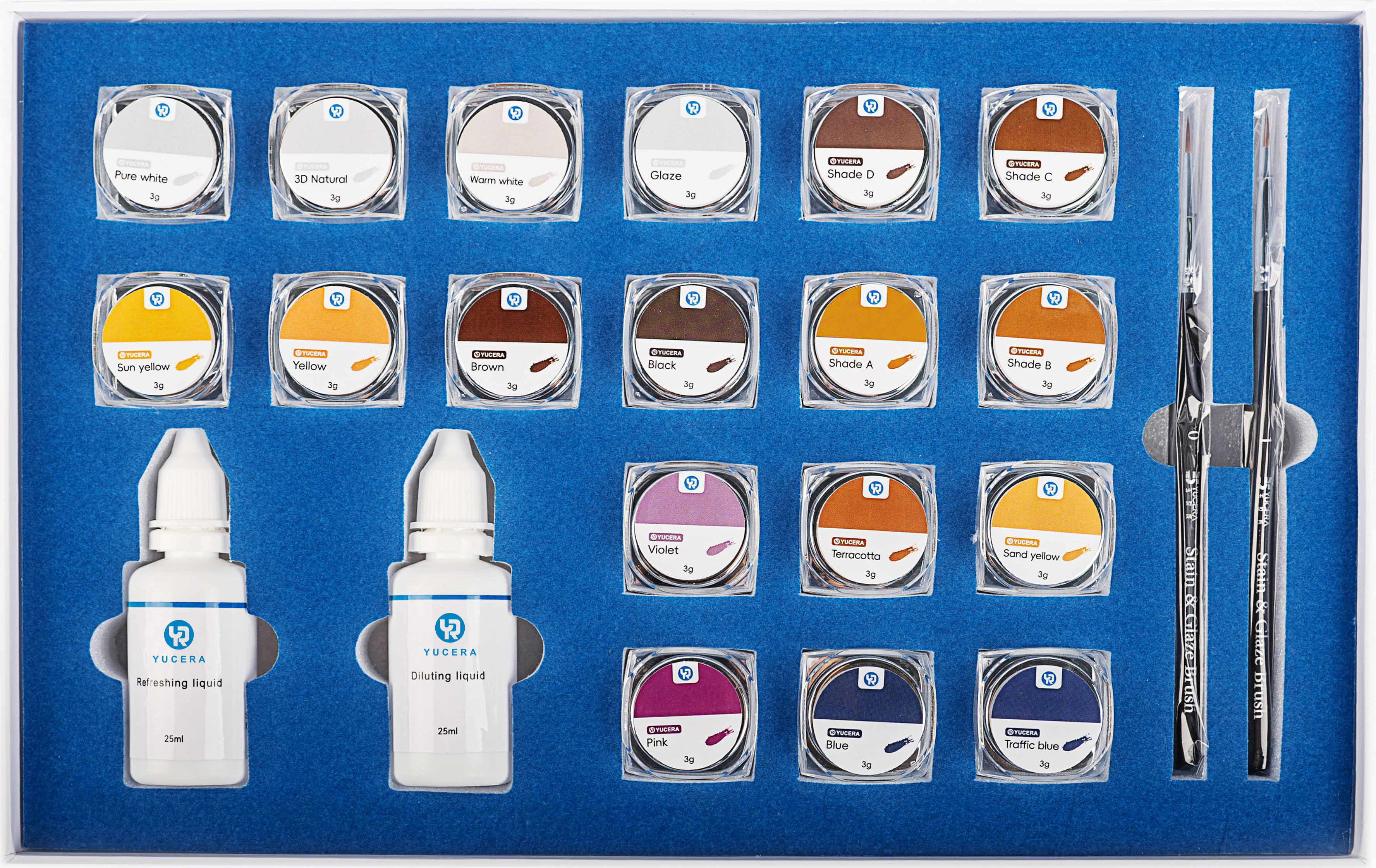 Unique Smile Solutions Yucera 18-Color Ceramic Zirconia Staining Kit Natural