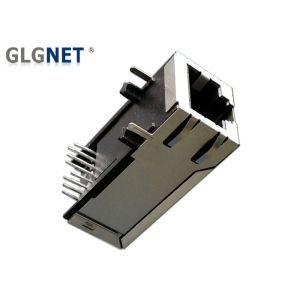 Integrated Magnetic RJ45 Single Port Tab Up Right Angle 30 U" Gold Plating