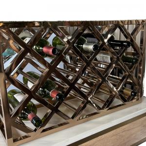 Cheap Non Faded Stainless Steel Metal Fabrication Mirror Surface Metal Wine Rack Rose Gold for sale