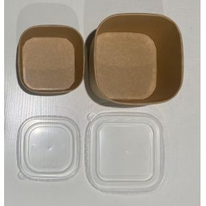 PP Lid for eco-friendly products noodle square paper kraft disposable salad bowl