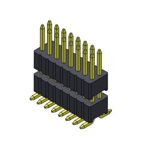 Pin Header Connector 1.27mm Serise Dual Row Stack Straight SMT Type With Pegs 2