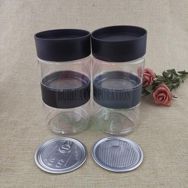 Black Lid Plastic Jars PET Material Transparent Storage Cans Food Packaging And