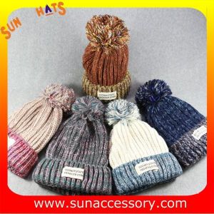 AK17014 Sun Accessory customized wholesale knitted beanie caps and hats with Pom