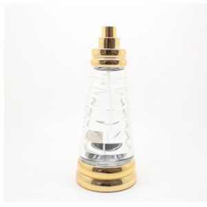 Lightweight Refillable Glass Perfume Bottle , Golden And Clear Glass Perfume