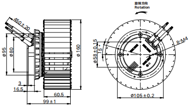 Blade 160mm weight 1.55kg EC Centrifugal Fan External Rotor Cooling Ventilation Fan