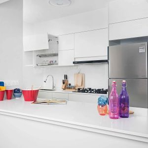 Small Size Cheap Price Kitchen Cabinet Sets White Melamine Project Kitchen