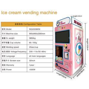 Automatic Soft Serve Ice Cream Vending Machine for 80-100g Cup Volume Commercial