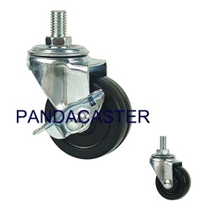 Black 2 inch Light Duty Casters Rubber Wheel Swivel Caster With Brake