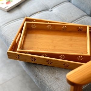 Customized Large Bamboo Platter Serving Dessert Rectangular Tray
