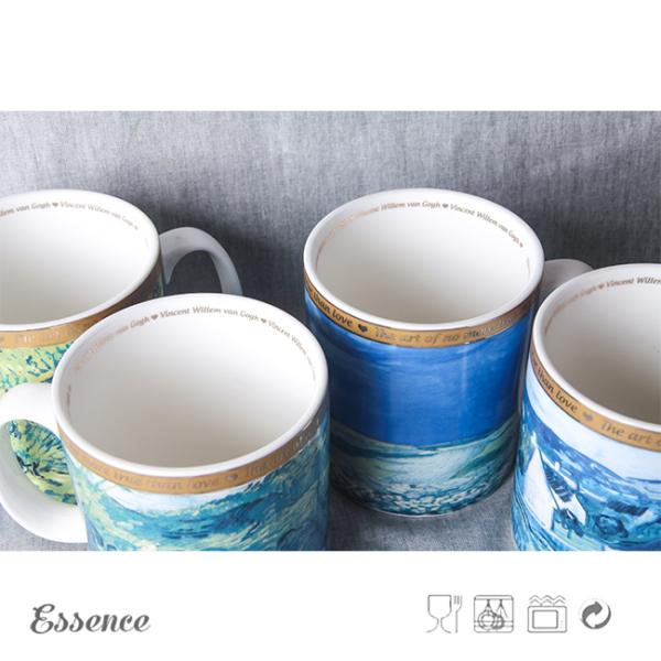 Glossy Glaze Large Bone China Tea Cups , 19OZ Ceramic Custom Mugs Dishwasher Safe