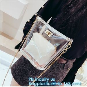 waterproof promotional clear tote pvc handle shopping bag, PVC mat waterproof